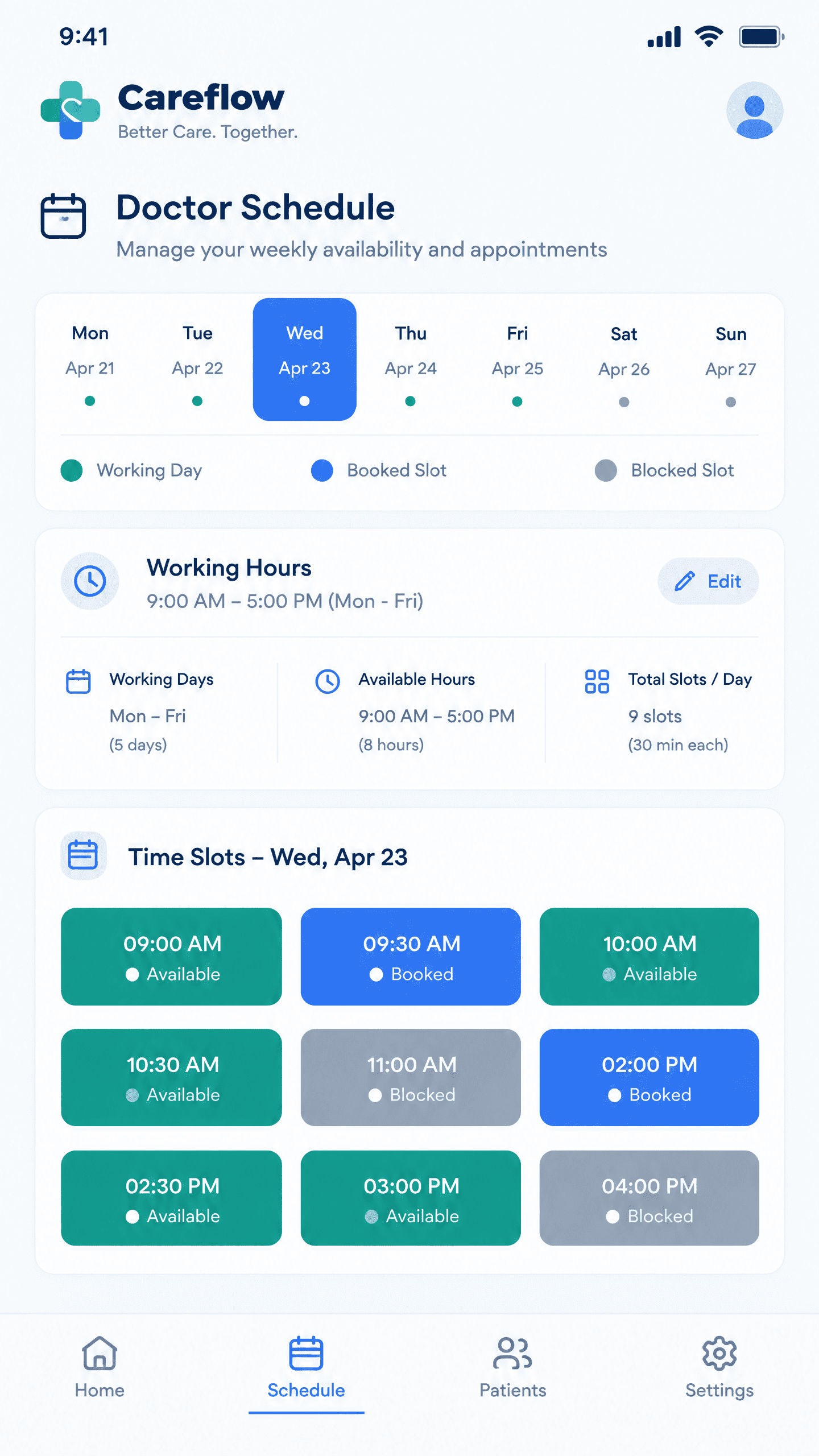 Working Hours & Shift Slot Manager